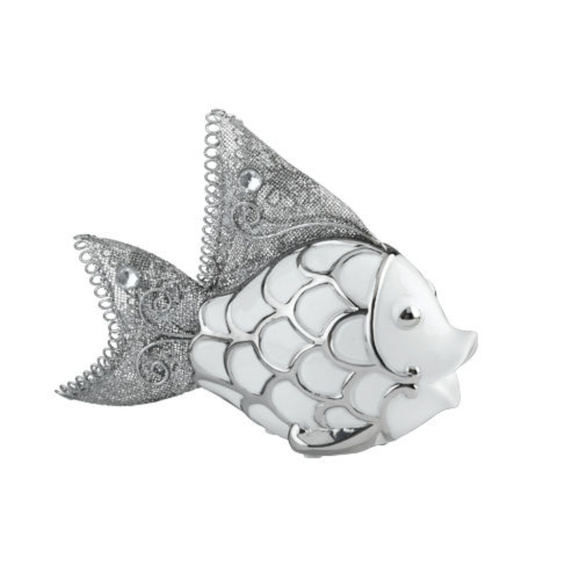 Jewels of the Sea White Porcelain Fish Decor NEW - Picture 1 of 2